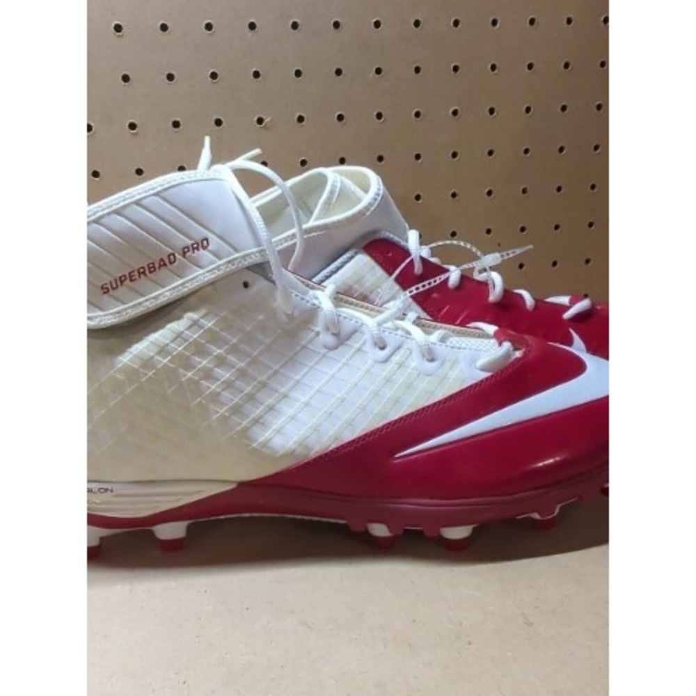 Nike Superbad Pro Lunarlon Football Cleats Red White 511334-161 Men's Size 16